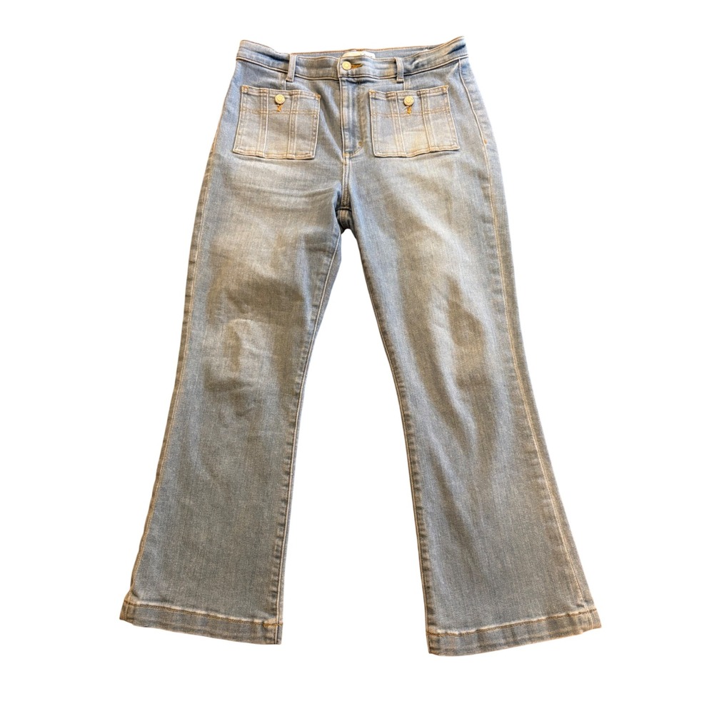 LOFT Made and Loved The Kick Crop Light Wash Patch Pocket Jeans Size 29 8